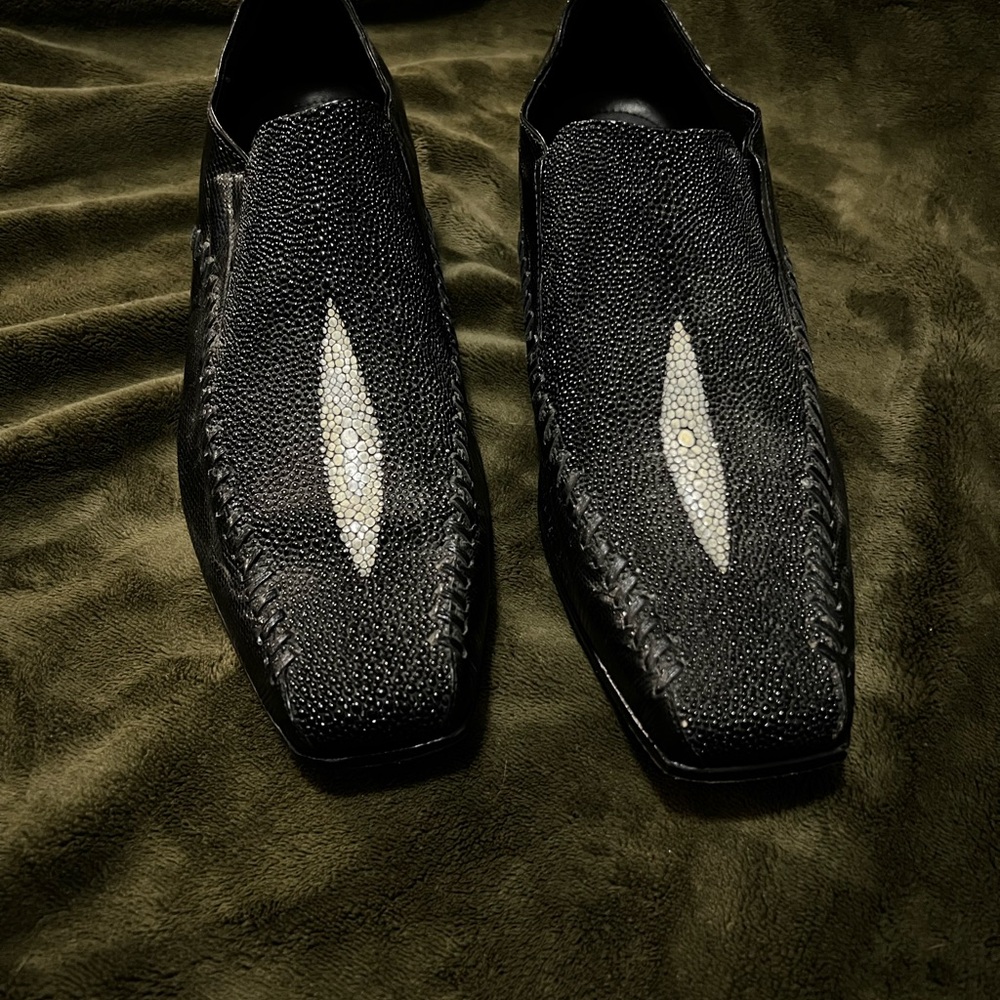 Genuine Stingray Slip On Dress Shoes GSS Fashions Men's Size 10 Cowboy Western - Picture 2 of 6
